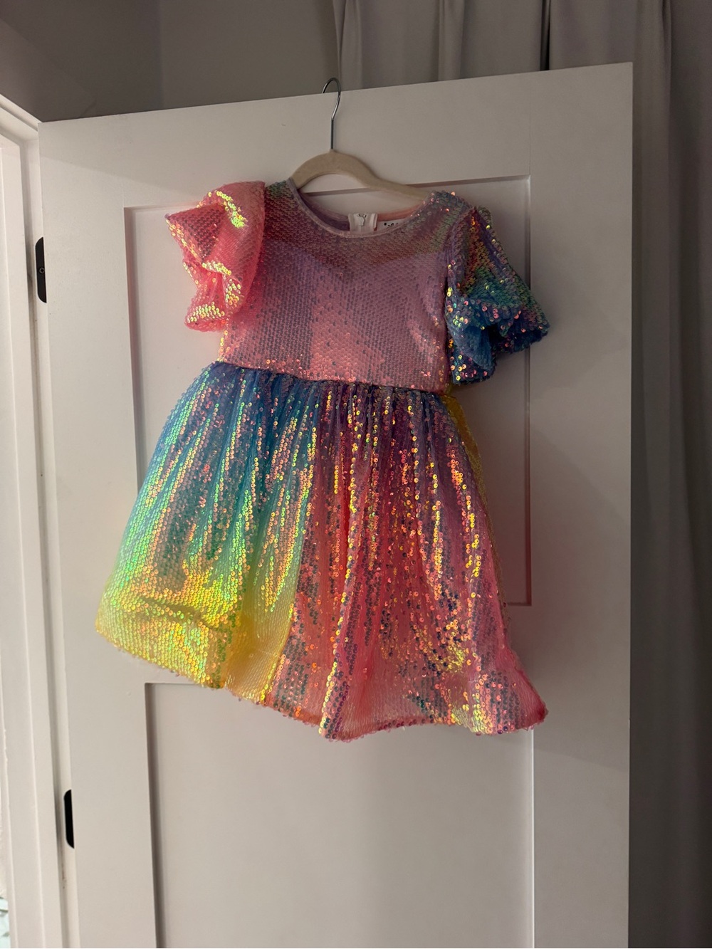 Lola and the boys Kids Rainbow Sequin Dress - Pink Multicolor